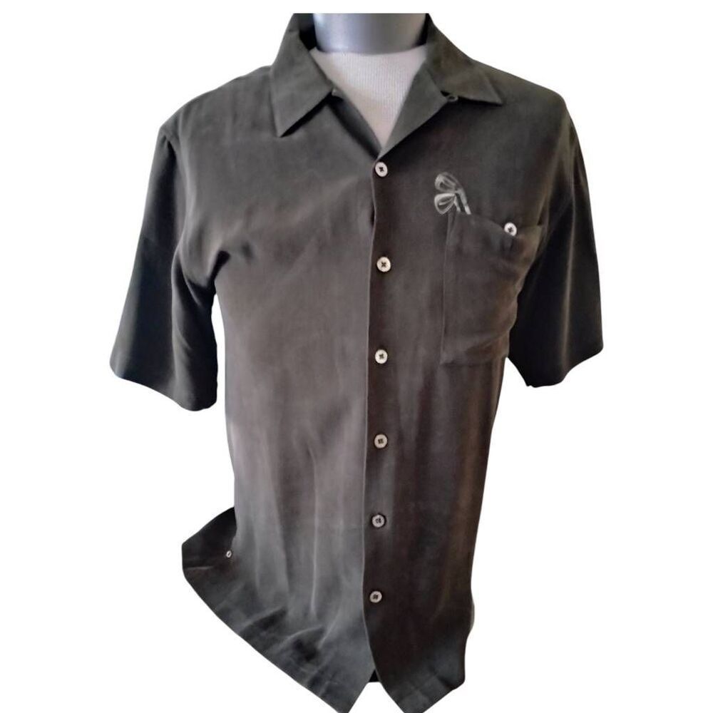 Men's Tommy Bahama Silk Golf Tropical Button Front Shirt Size Medium